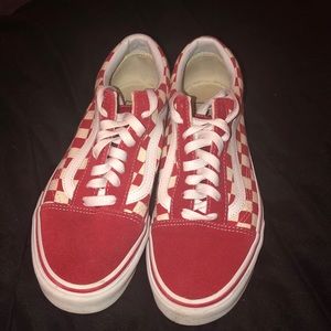 Red and white checkered Vans. Size 8.5. Worn once